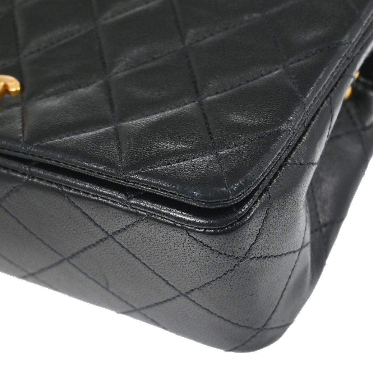Chanel 1989-1991 Black Lambskin Turnlock Mini Full Flap Shoulder Bag