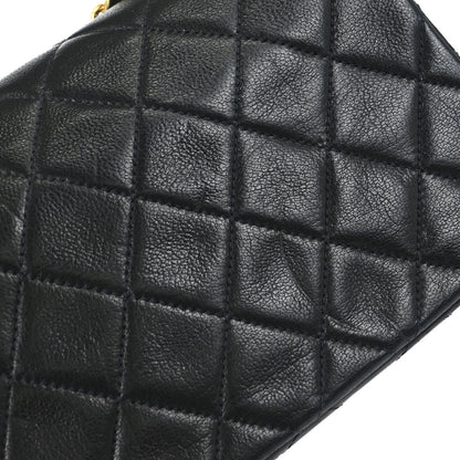 Chanel 1989-1991 Black Lambskin Turnlock Mini Full Flap Shoulder Bag