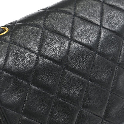 Chanel 1989-1991 Black Lambskin Turnlock Mini Full Flap Shoulder Bag