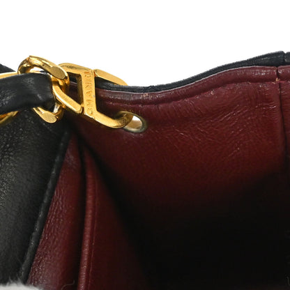 Chanel 1989-1991 Black Lambskin Turnlock Mini Full Flap Shoulder Bag