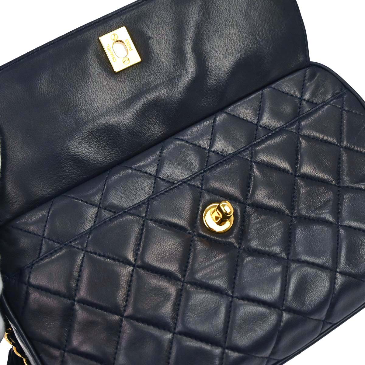 Chanel 1994-1996 Navy Lambskin Camera Bag Small