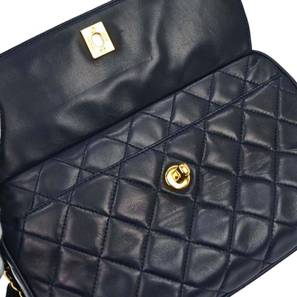 Chanel 1994-1996 Navy Lambskin Camera Bag Small