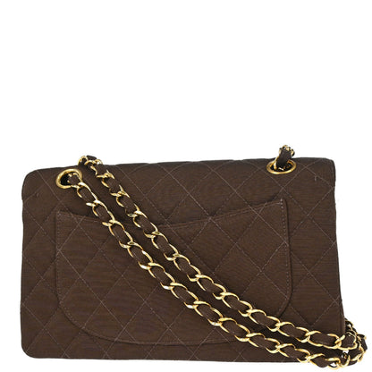 Chanel 1997-1999 Brown Canvas Small Classic Double Flap Shoulder Bag