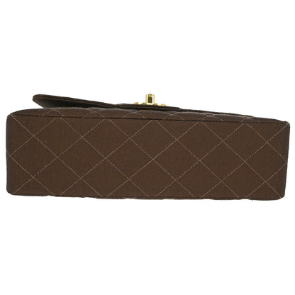 Chanel 1997-1999 Brown Canvas Small Classic Double Flap Shoulder Bag