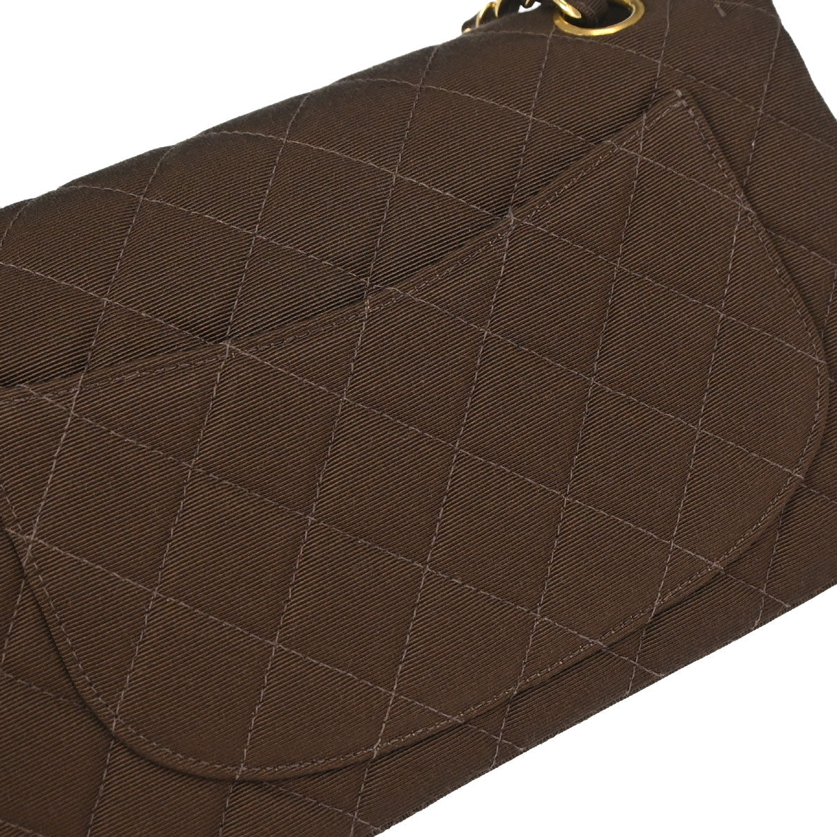 Chanel 1997-1999 Brown Canvas Small Classic Double Flap Shoulder Bag