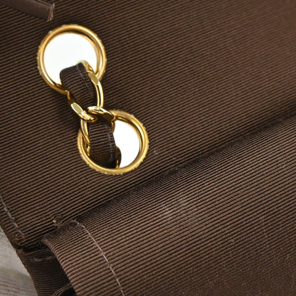 Chanel 1997-1999 Brown Canvas Small Classic Double Flap Shoulder Bag