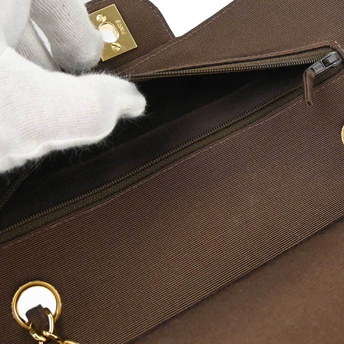 Chanel 1997-1999 Brown Canvas Small Classic Double Flap Shoulder Bag