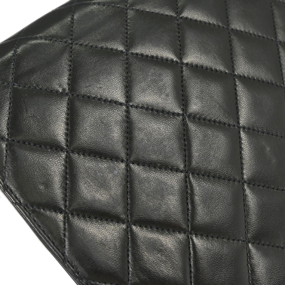 Chanel 1997-1999 Black Lambskin Pushlock Medium Half Flap Shoulder Bag