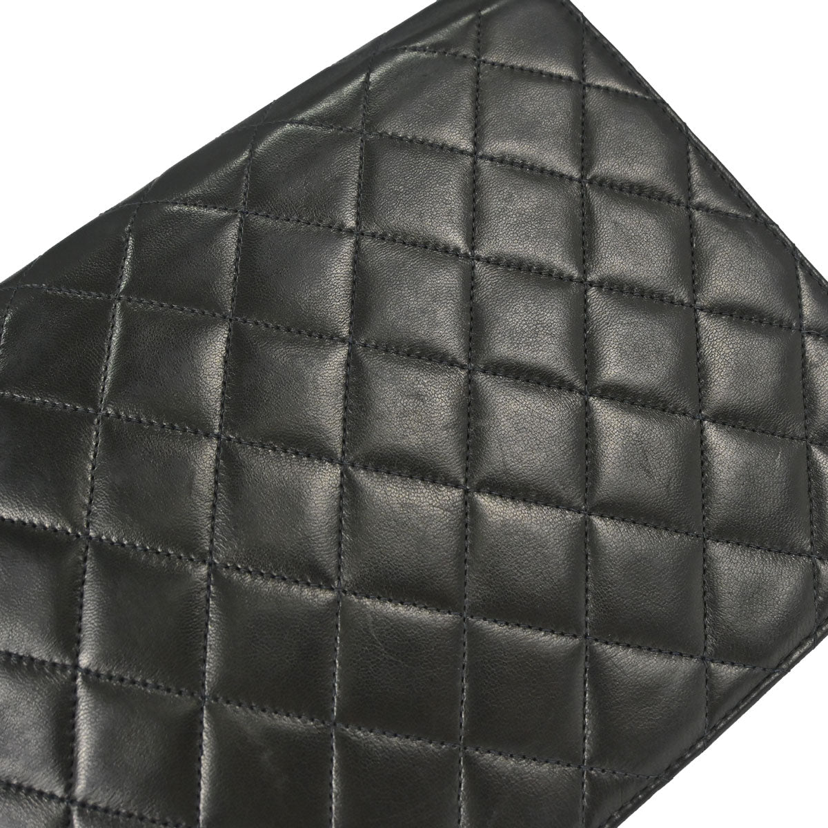 Chanel 1997-1999 Black Lambskin Pushlock Medium Half Flap Shoulder Bag