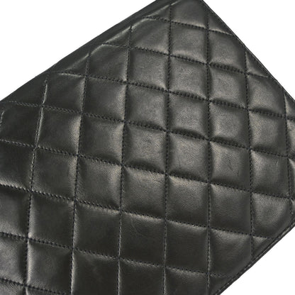 Chanel 1997-1999 Black Lambskin Pushlock Medium Half Flap Shoulder Bag
