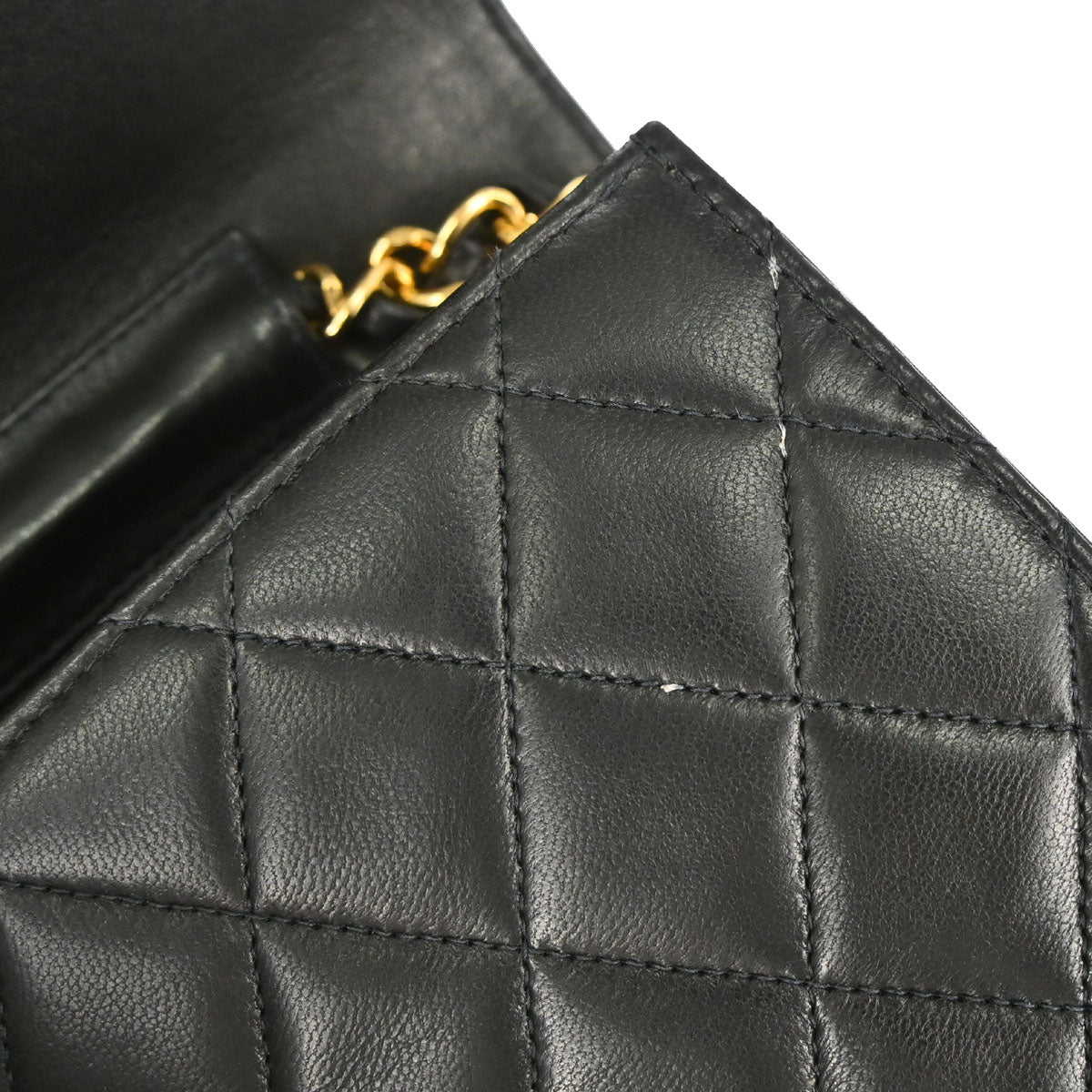 Chanel 1997-1999 Black Lambskin Pushlock Medium Half Flap Shoulder Bag