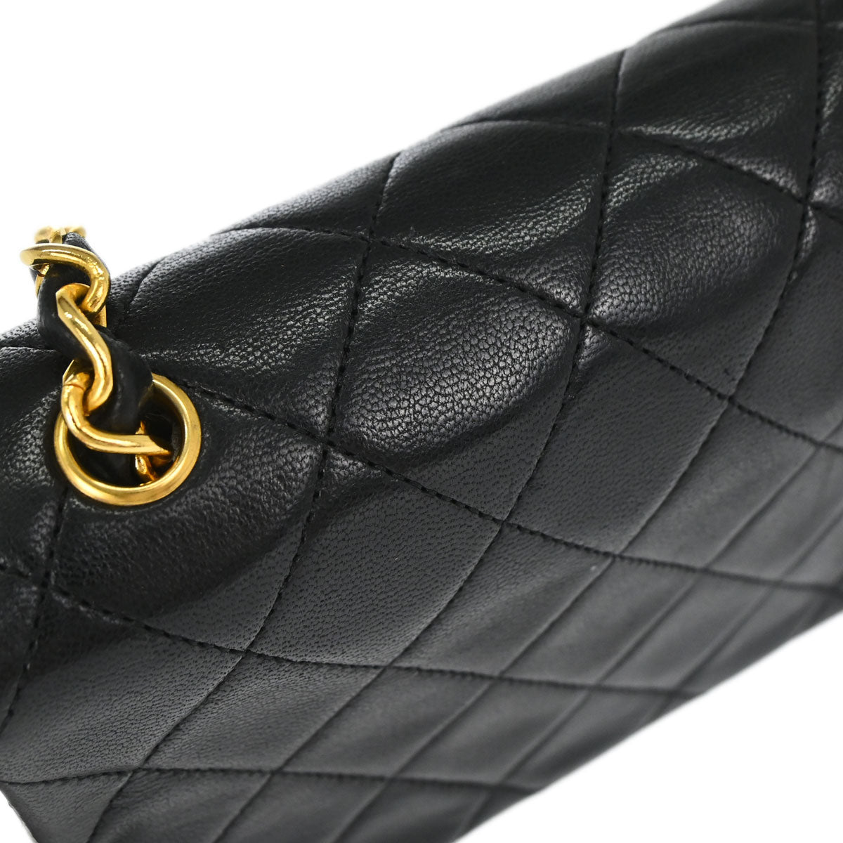 Chanel 1989-1991 Black Lambskin Turnlock Mini Full Flap Shoulder Bag