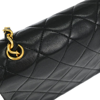 Chanel 1989-1991 Black Lambskin Turnlock Mini Full Flap Shoulder Bag