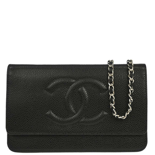 Chanel 2014-2015 Black Caviar Skin Timeless WOC Wallet on Chain Shoulder Bag