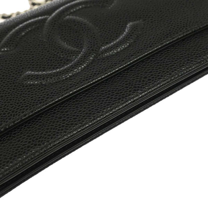 Chanel 2014-2015 Black Caviar Skin Timeless WOC Wallet on Chain Shoulder Bag