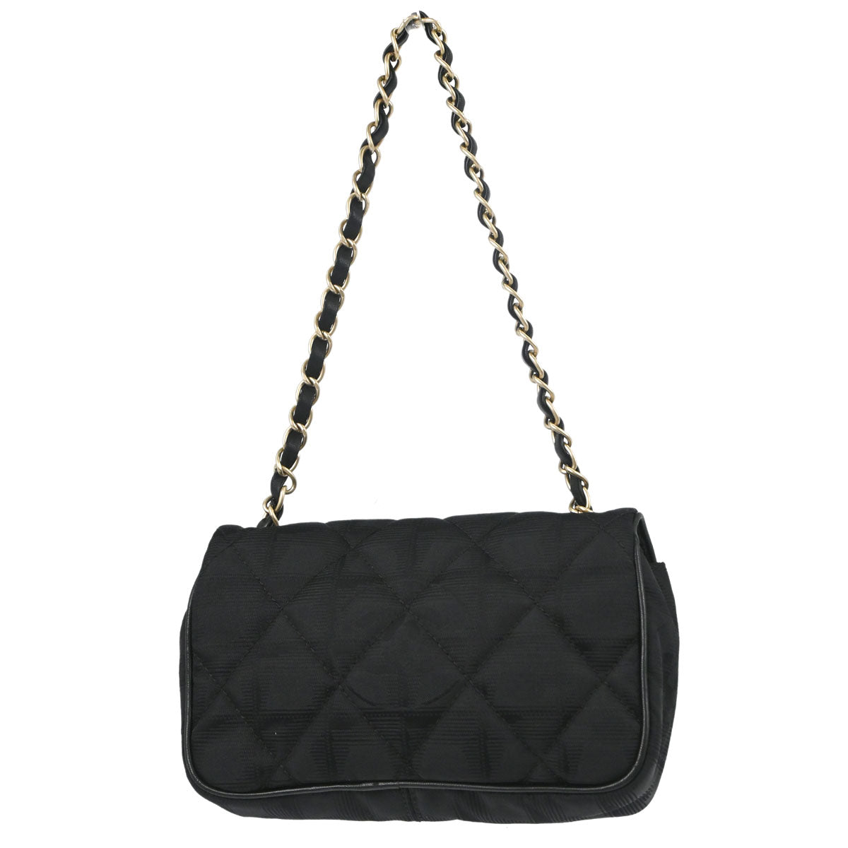 Chanel 2005-2006 Black Nylon Jacquard Travel Mini Classic Single Flap Handbag