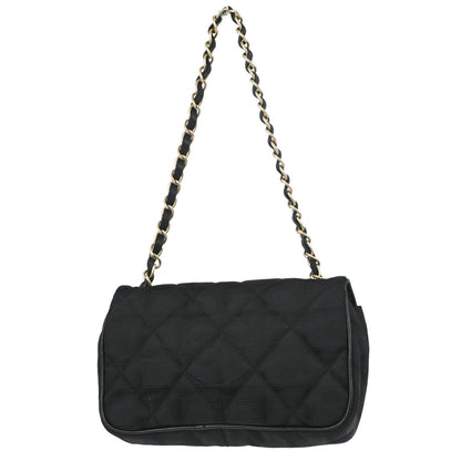 Chanel 2005-2006 Black Nylon Jacquard Travel Mini Classic Single Flap Handbag