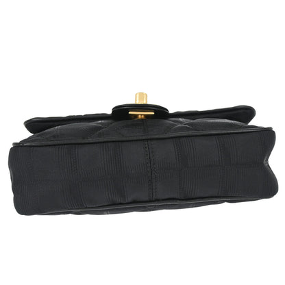 Chanel 2005-2006 Black Nylon Jacquard Travel Mini Classic Single Flap Handbag