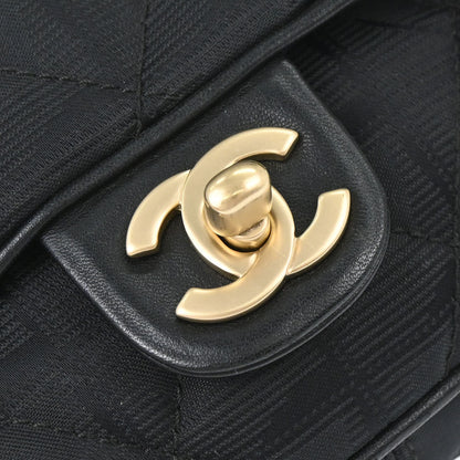 Chanel 2005-2006 Black Nylon Jacquard Travel Mini Classic Single Flap Handbag