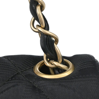 Chanel 2005-2006 Black Nylon Jacquard Travel Mini Classic Single Flap Handbag