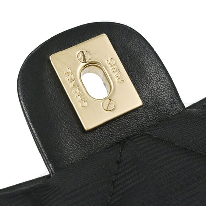 Chanel 2005-2006 Black Nylon Jacquard Travel Mini Classic Single Flap Handbag