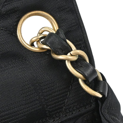 Chanel 2005-2006 Black Nylon Jacquard Travel Mini Classic Single Flap Handbag