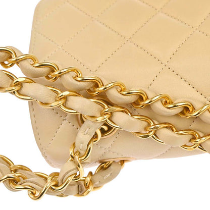 Chanel 1994-1996 Beige Lambskin Double Sided Flap Small Shoulder Bag