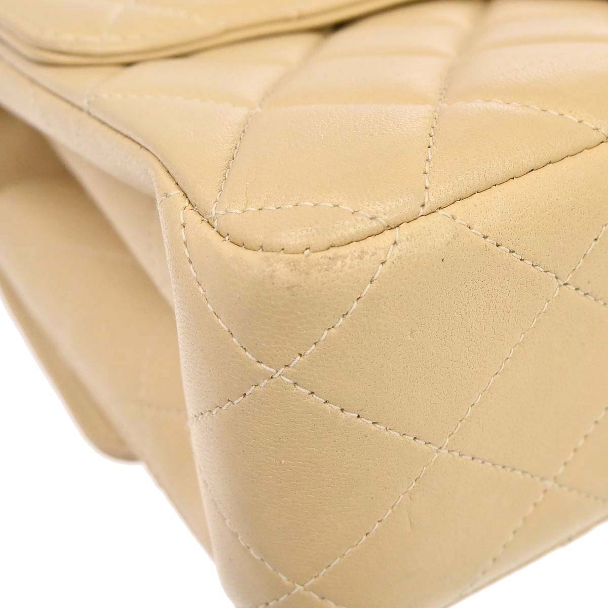 Chanel 1994-1996 Beige Lambskin Double Sided Flap Small Shoulder Bag