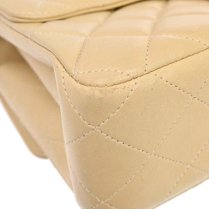 Chanel 1994-1996 Beige Lambskin Double Sided Flap Small Shoulder Bag