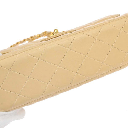 Chanel 1994-1996 Beige Lambskin Double Sided Flap Small Shoulder Bag