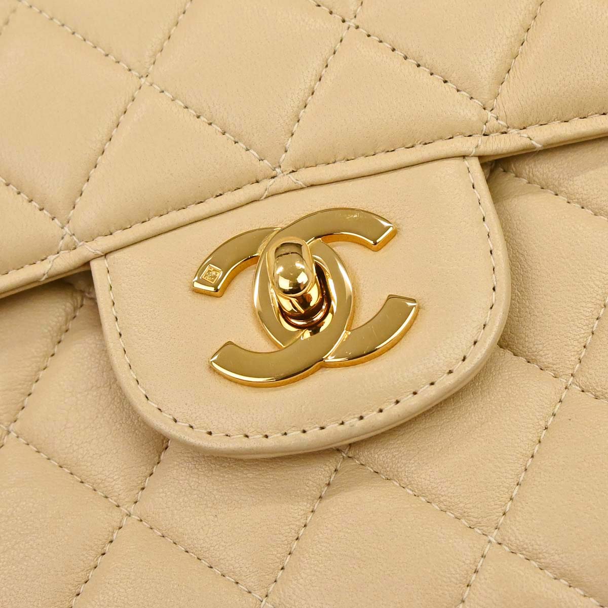 Chanel 1994-1996 Beige Lambskin Double Sided Flap Small Shoulder Bag