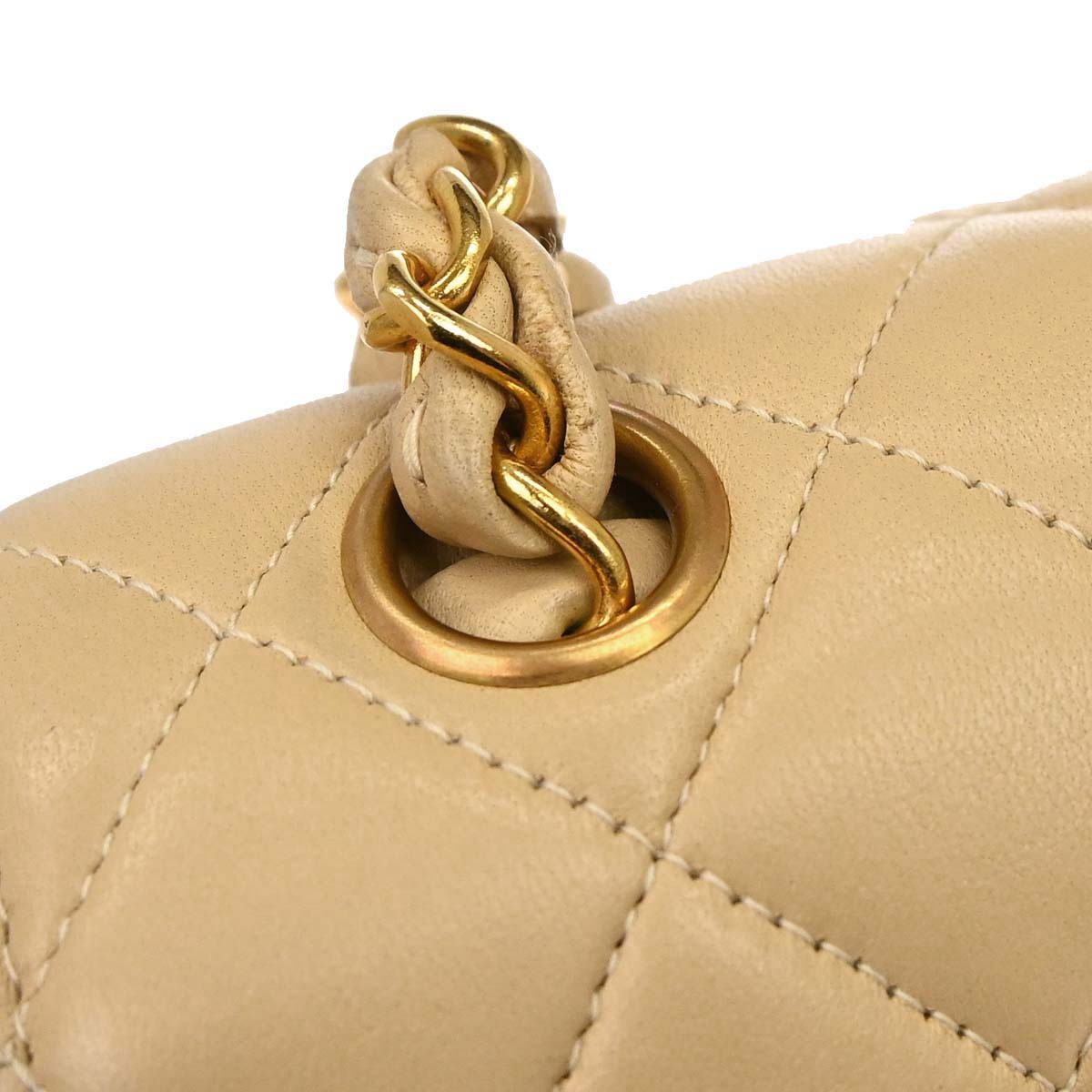 Chanel 1994-1996 Beige Lambskin Double Sided Flap Small Shoulder Bag