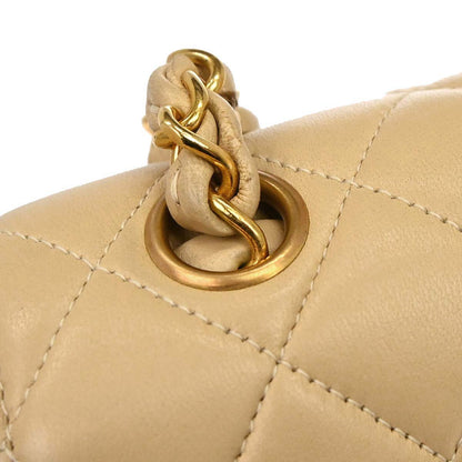 Chanel 1994-1996 Beige Lambskin Double Sided Flap Small Shoulder Bag