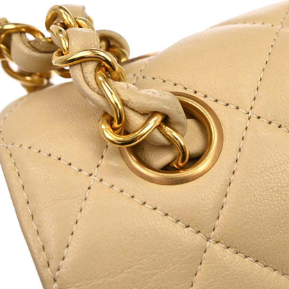 Chanel 1994-1996 Beige Lambskin Double Sided Flap Small Shoulder Bag