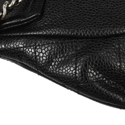 Chanel 2013-2014 Black Caviar Skin Half Moon Flap WOC Wallet on Chain Shoulder Bag