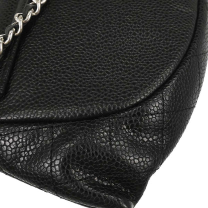 Chanel 2013-2014 Black Caviar Skin Half Moon Flap WOC Wallet on Chain Shoulder Bag