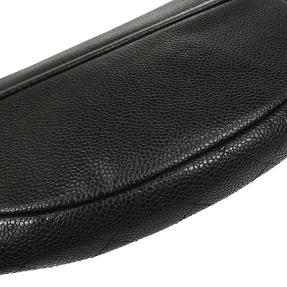 Chanel 2013-2014 Black Caviar Skin Half Moon Flap WOC Wallet on Chain Shoulder Bag