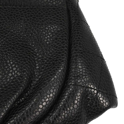 Chanel 2013-2014 Black Caviar Skin Half Moon Flap WOC Wallet on Chain Shoulder Bag