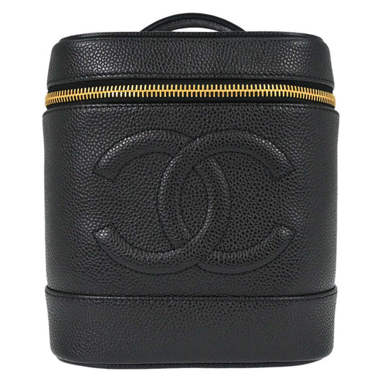 Chanel 2000-2002 Black Caviar Skin Timeless Vanity Handbag