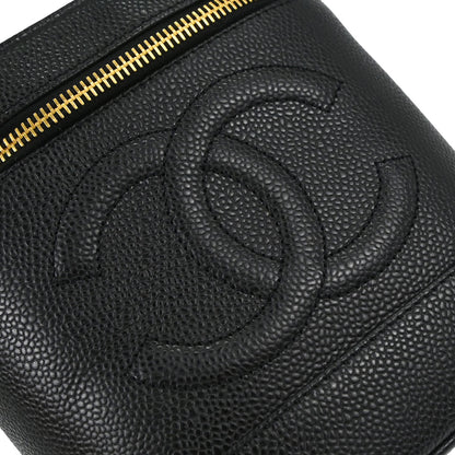 Chanel 2000-2002 Black Caviar Skin Timeless Vanity Handbag
