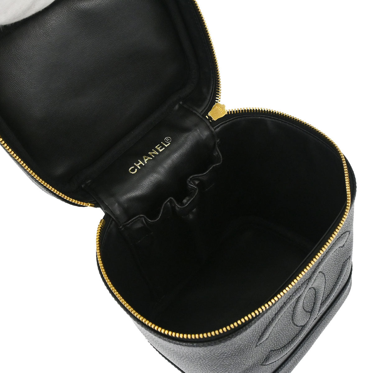 Chanel 2000-2002 Black Caviar Skin Timeless Vanity Handbag