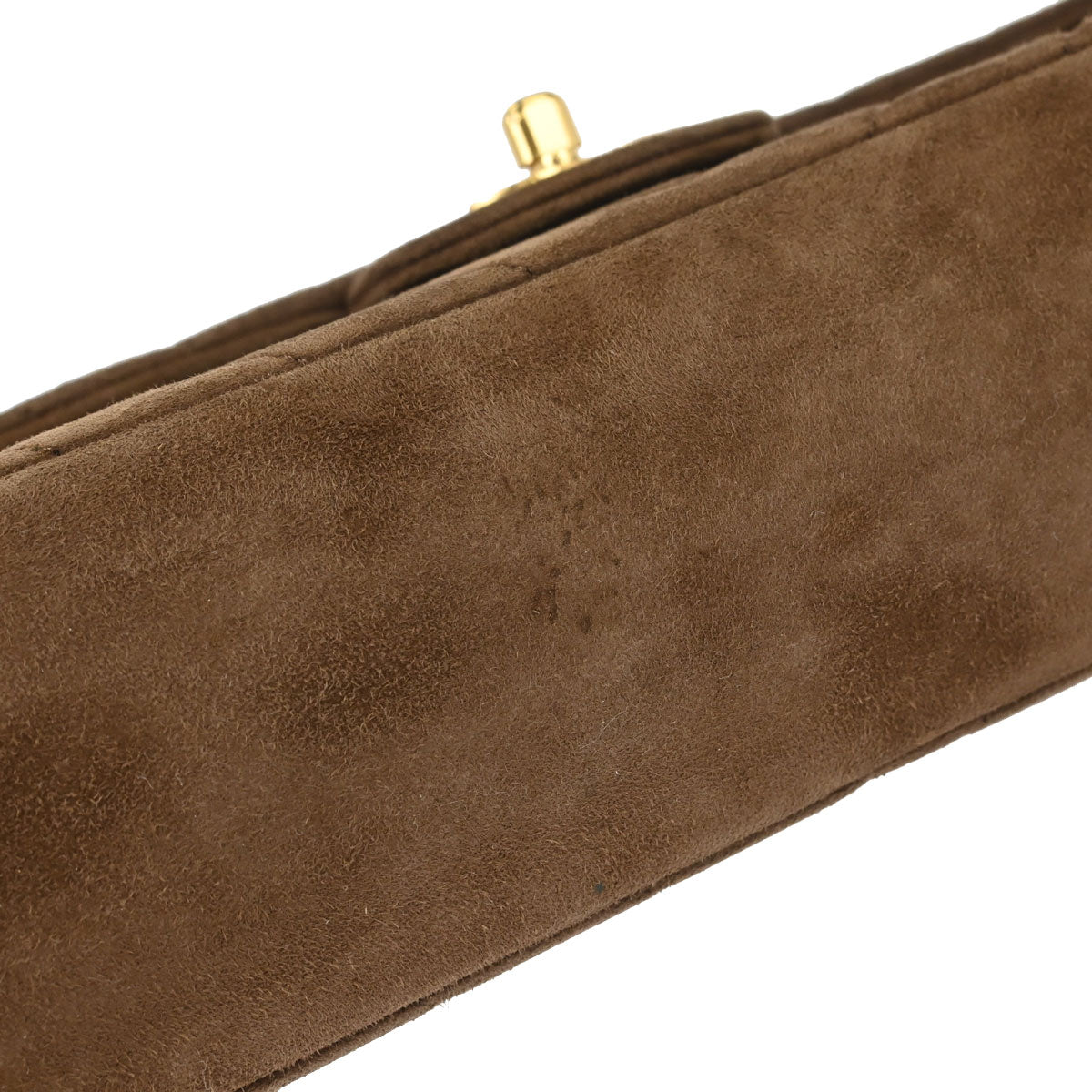 Chanel 1989-1991 Brown Suede Chevron Medium Classic Double Flap Shoulder Bag