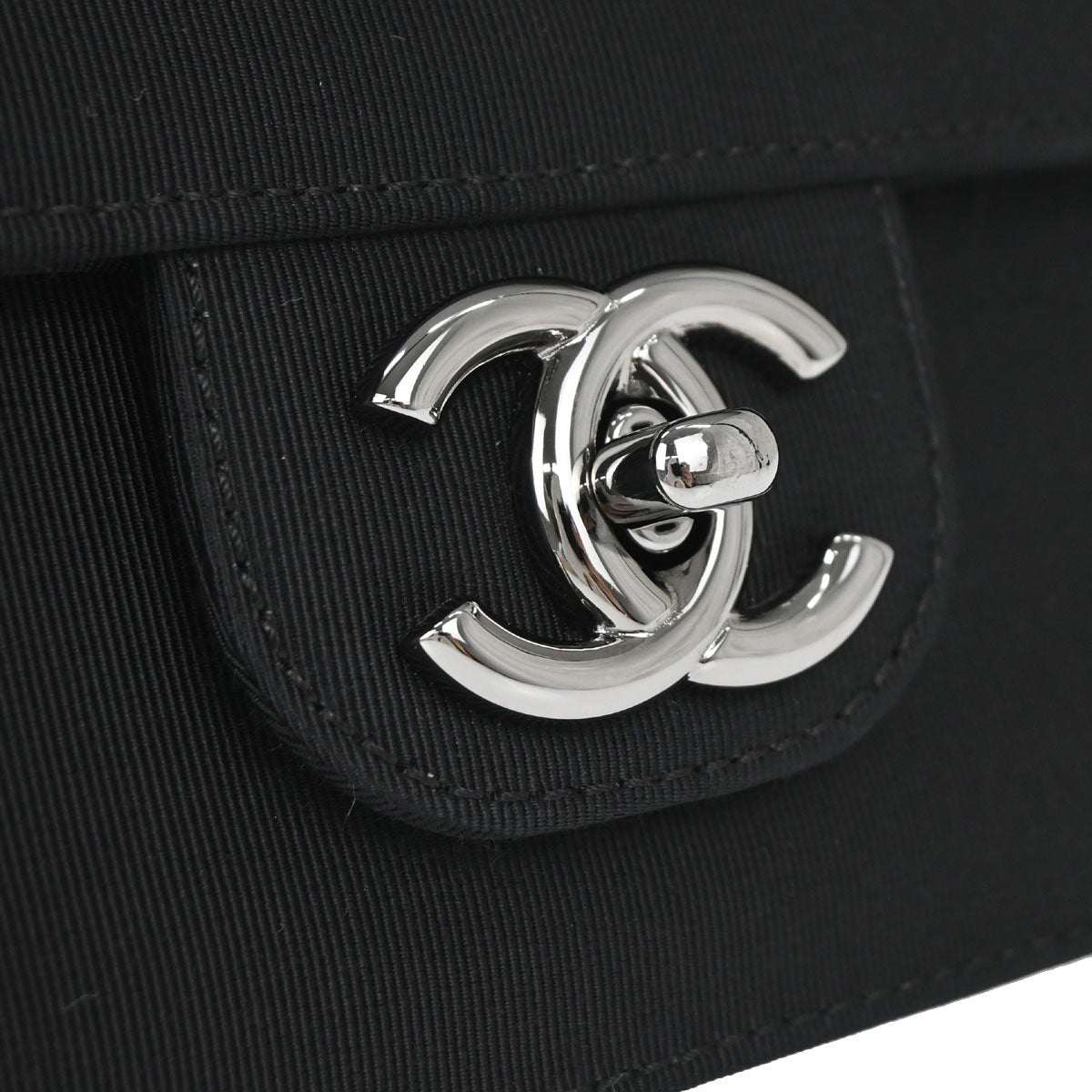 Chanel 2009-2010 Black Canvas Classic Single Flap Shoulder Bag