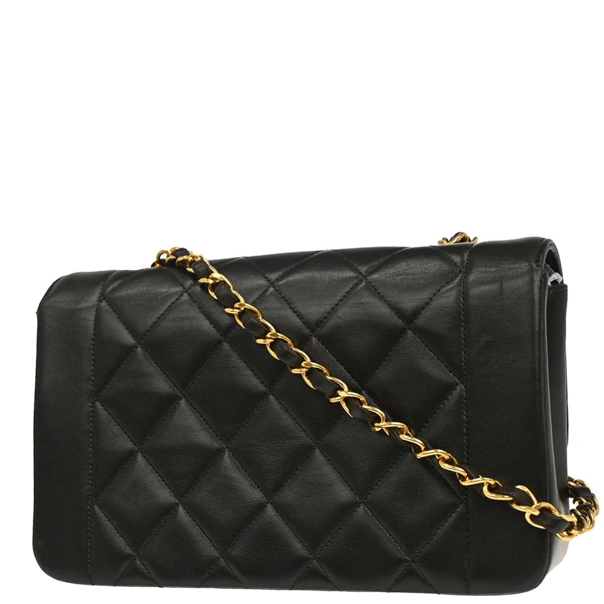 Chanel 1996-1997 Black Lambskin Small Diana Shoulder Bag