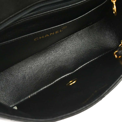 Chanel 1996-1997 Black Lambskin Small Diana Shoulder Bag