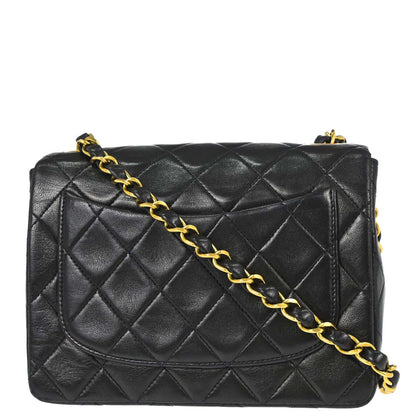 Chanel 1994-1996 Black Lambskin Mini Classic Square Flap Shoulder Bag 17