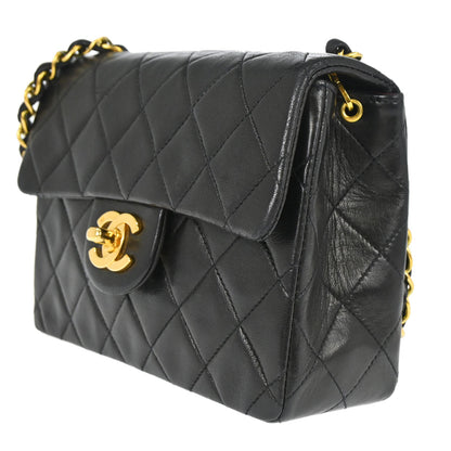 Chanel 1994-1996 Black Lambskin Mini Classic Square Flap Shoulder Bag 17