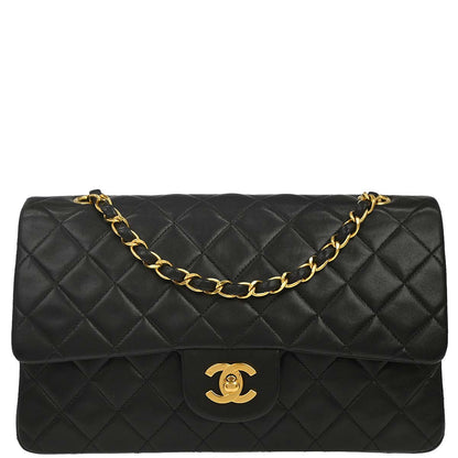 Chanel Black Lambskin Medium Classic Double Flap Shoulder Bag