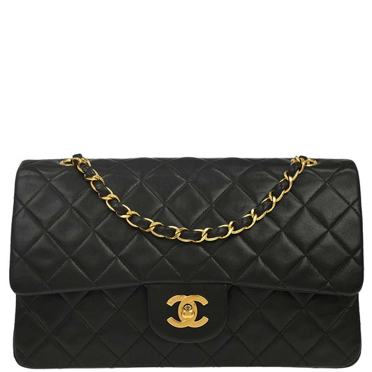 Chanel Black Lambskin Medium Classic Double Flap Shoulder Bag