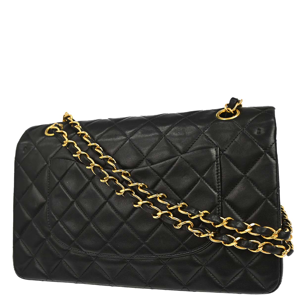 Chanel Black Lambskin Medium Classic Double Flap Shoulder Bag